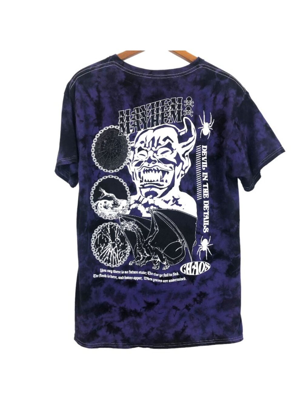 Vitriol Men's Chaos Mayhem Tie Dye Graphic T-Shirt Medium Purple Goth Skater